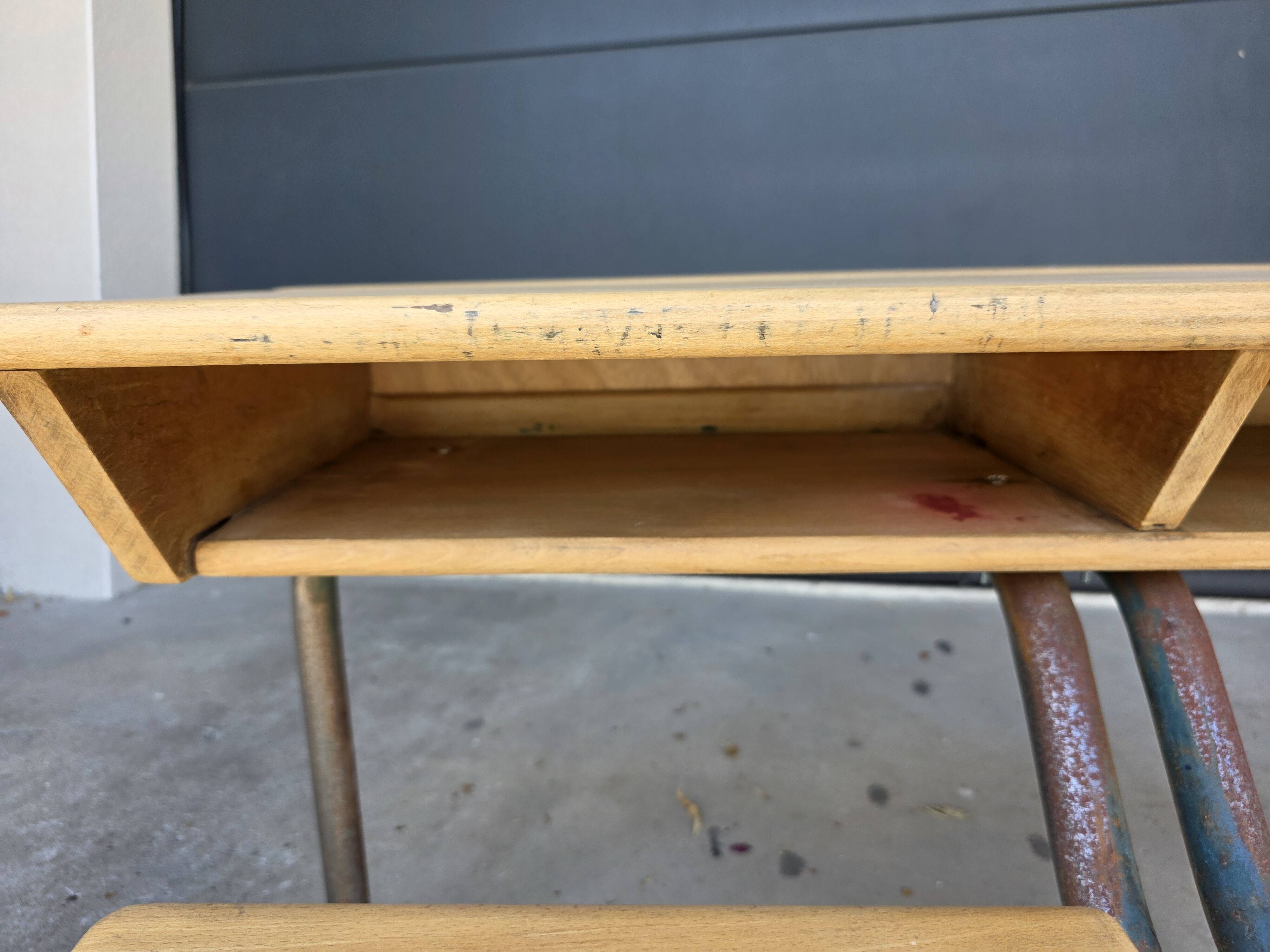 Vintage 2-seater school desk for children