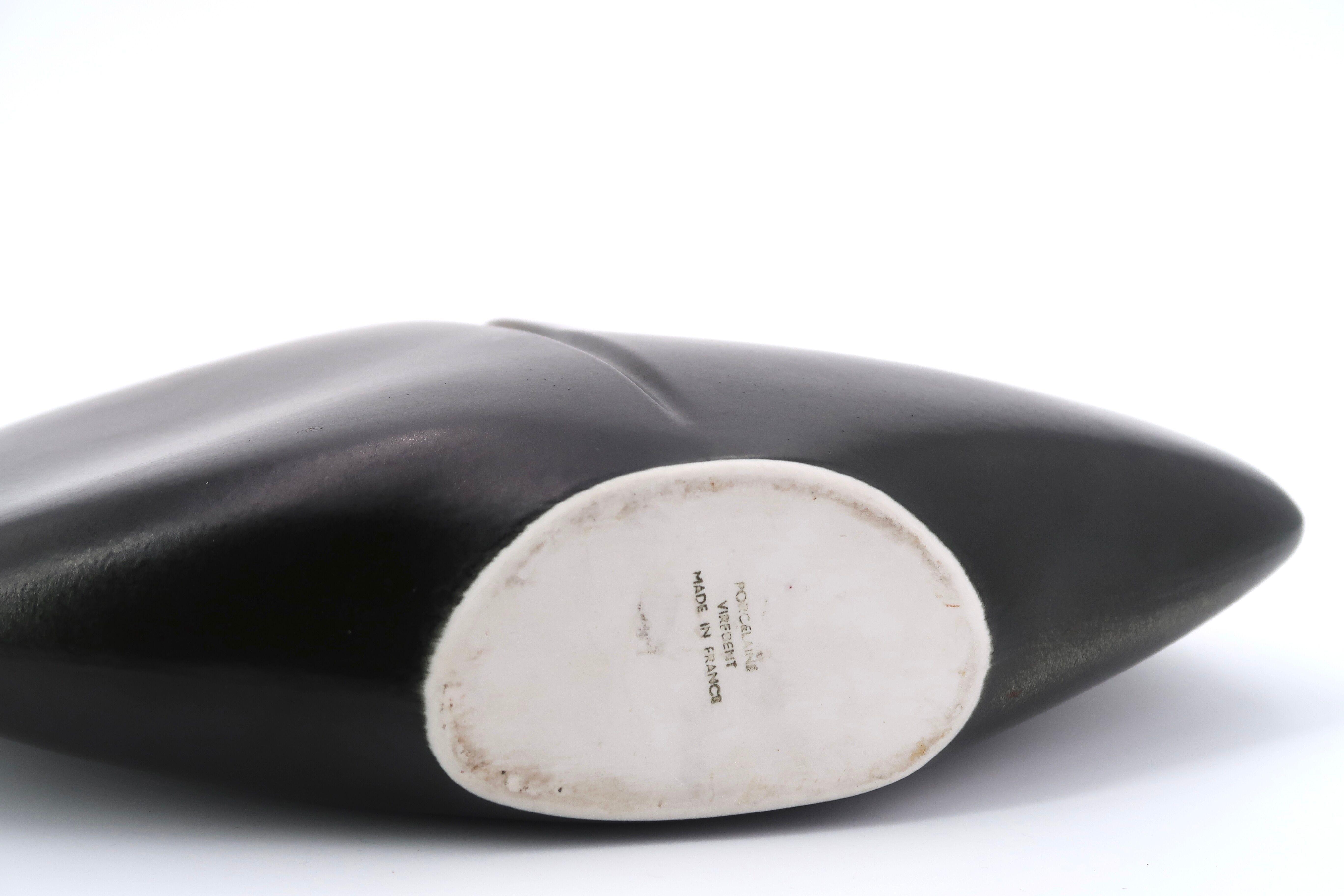 Black and brown vase by Pierre Lebe for Virebent