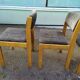 Set of 4 chairs in blond wood and gray fabric - vintage