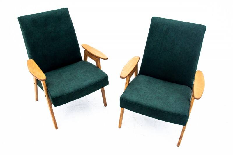 Two vintage green armchairs by Jaroslav Šmídek for Jitona, Czechoslovakia, 1960s