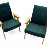 Two vintage green armchairs by Jaroslav Šmídek for Jitona, Czechoslovakia, 1960s