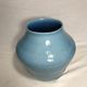 Old ceramic vase enamelled blue signed maryse 75 vintage
