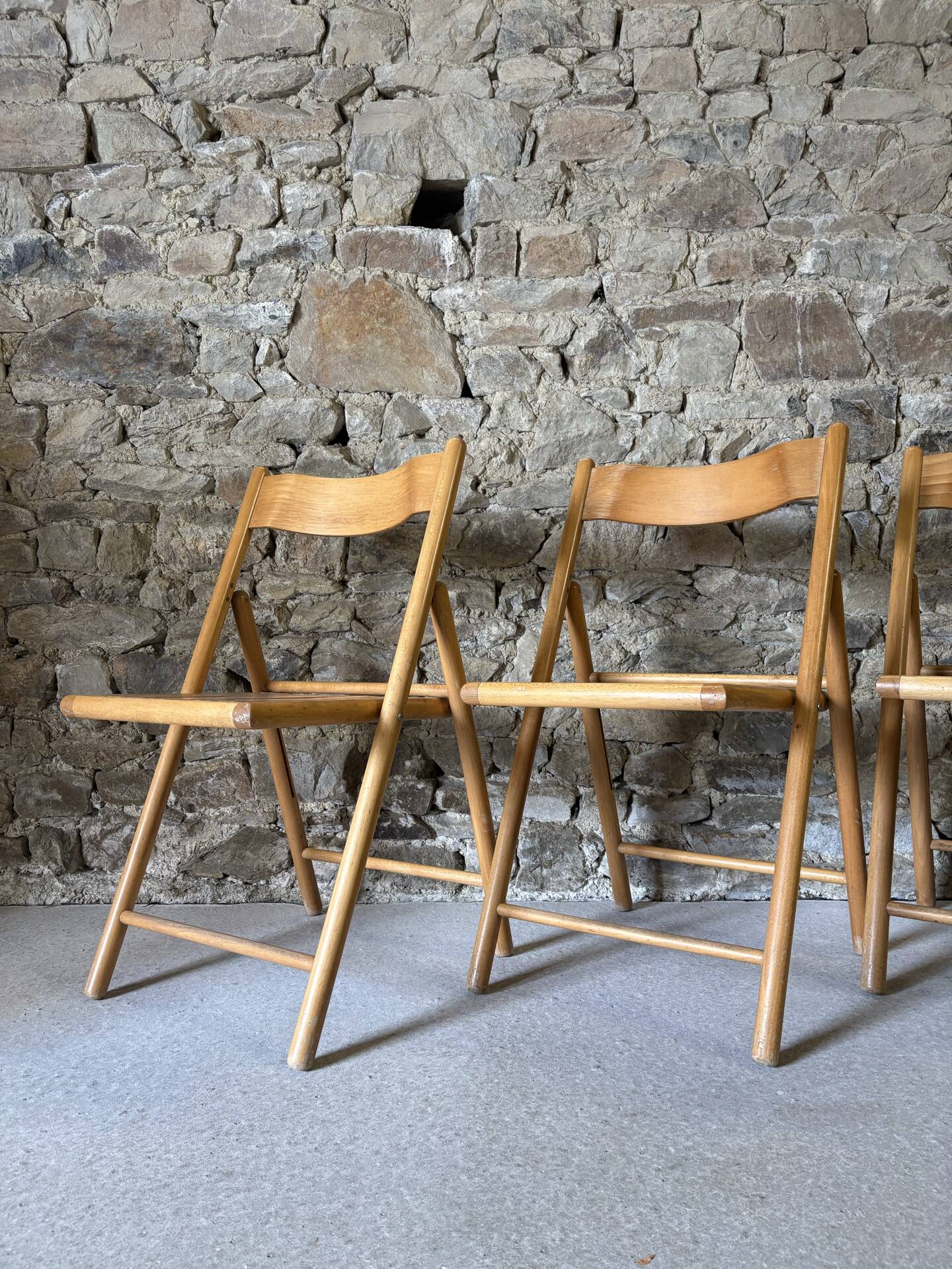 4 folding wooden chairs for Habitat, 1980
