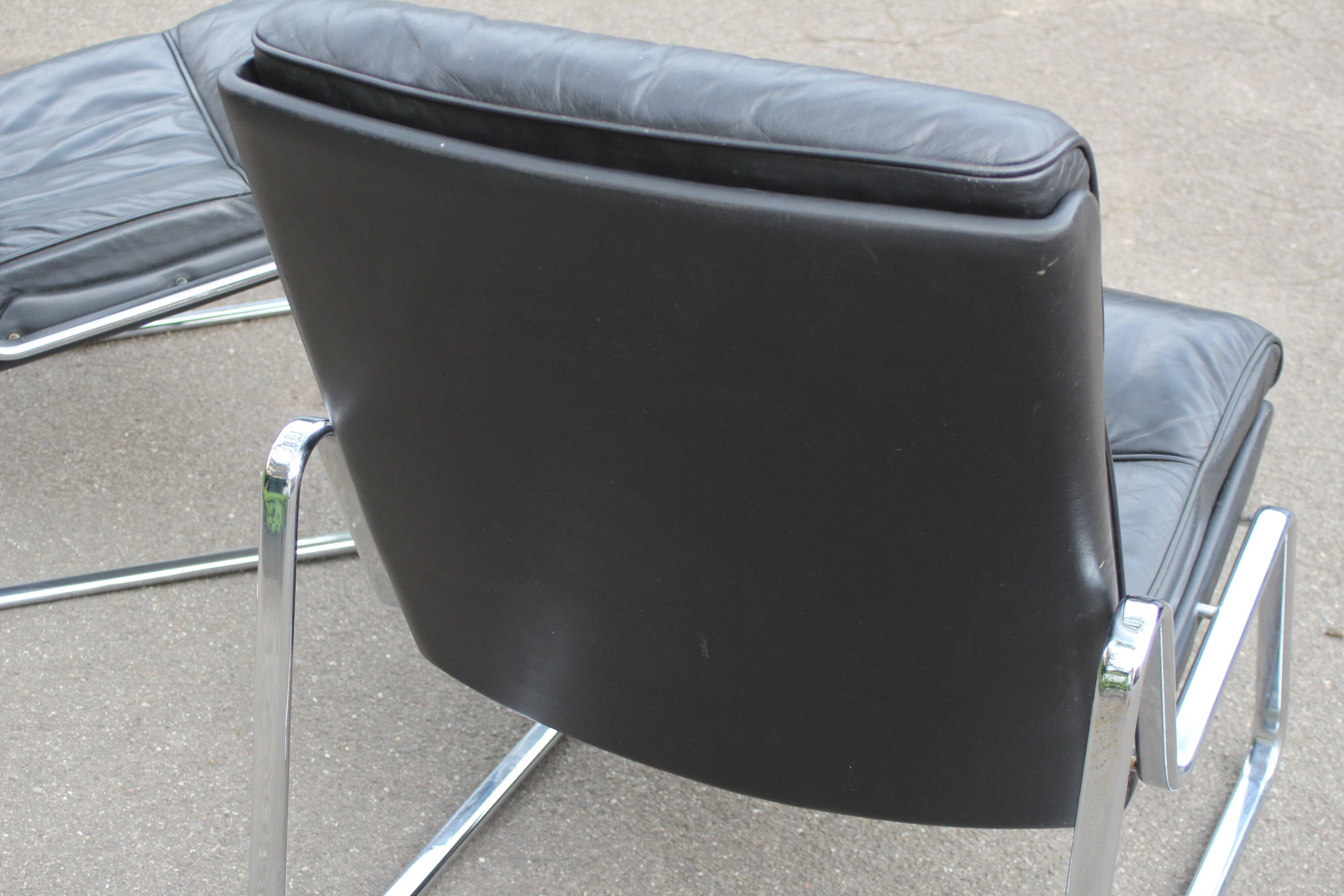Paire de fauteuils Lange Drabert en cuir 1970