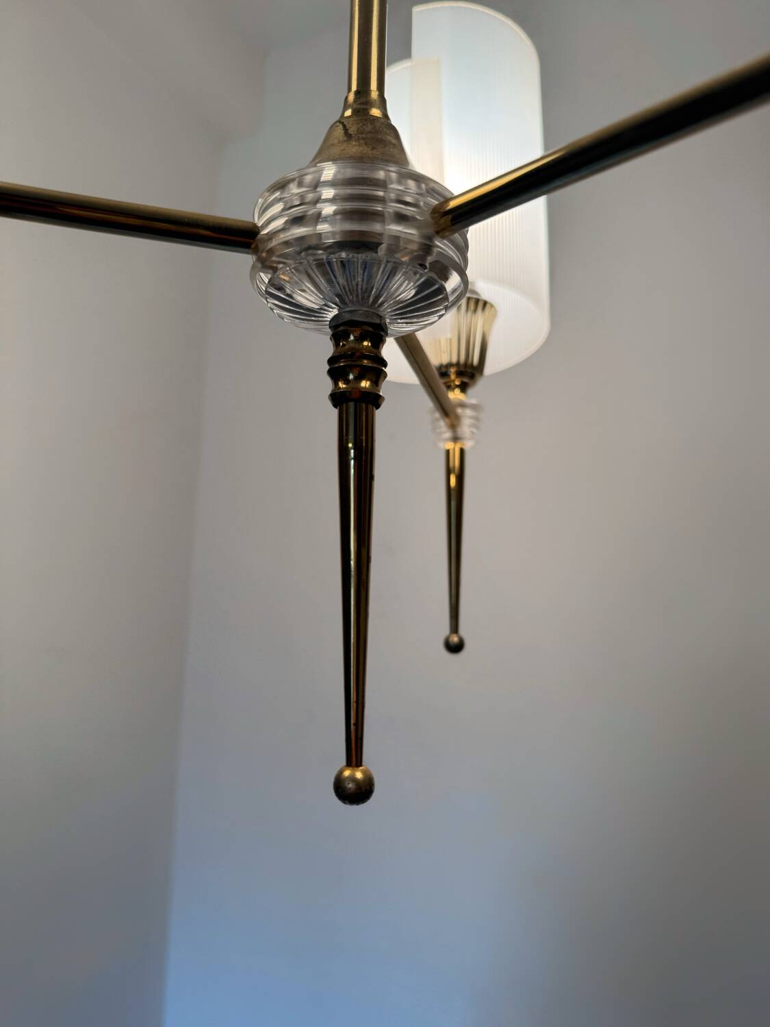 60s brass perspex chandelier