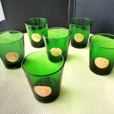 6 vintage glasses with gold medallions