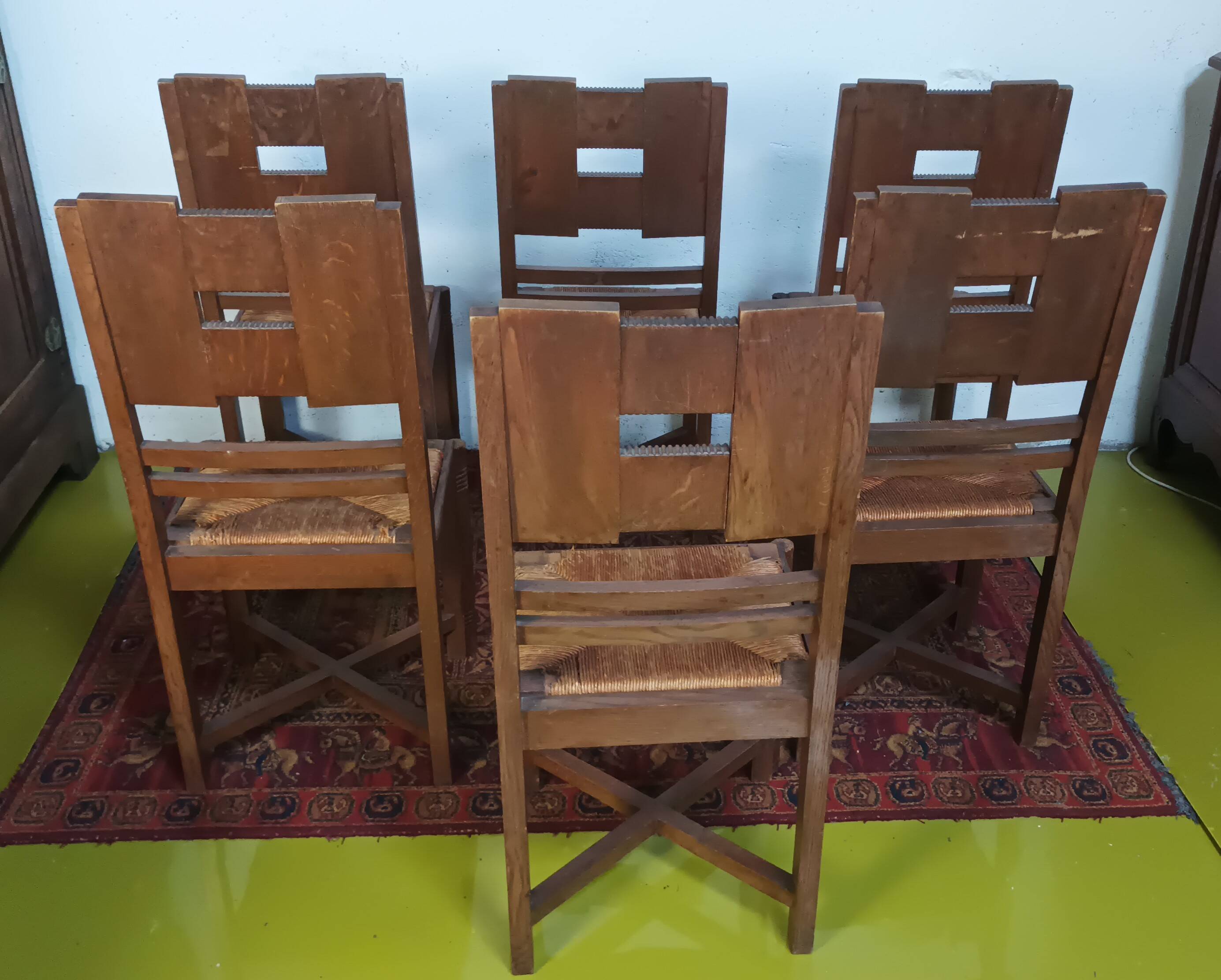 Set of 6 Art Deco oak chairs