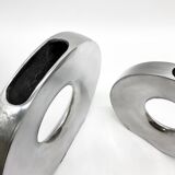Pair of “donut” vases / cast aluminum – 1970s Italy