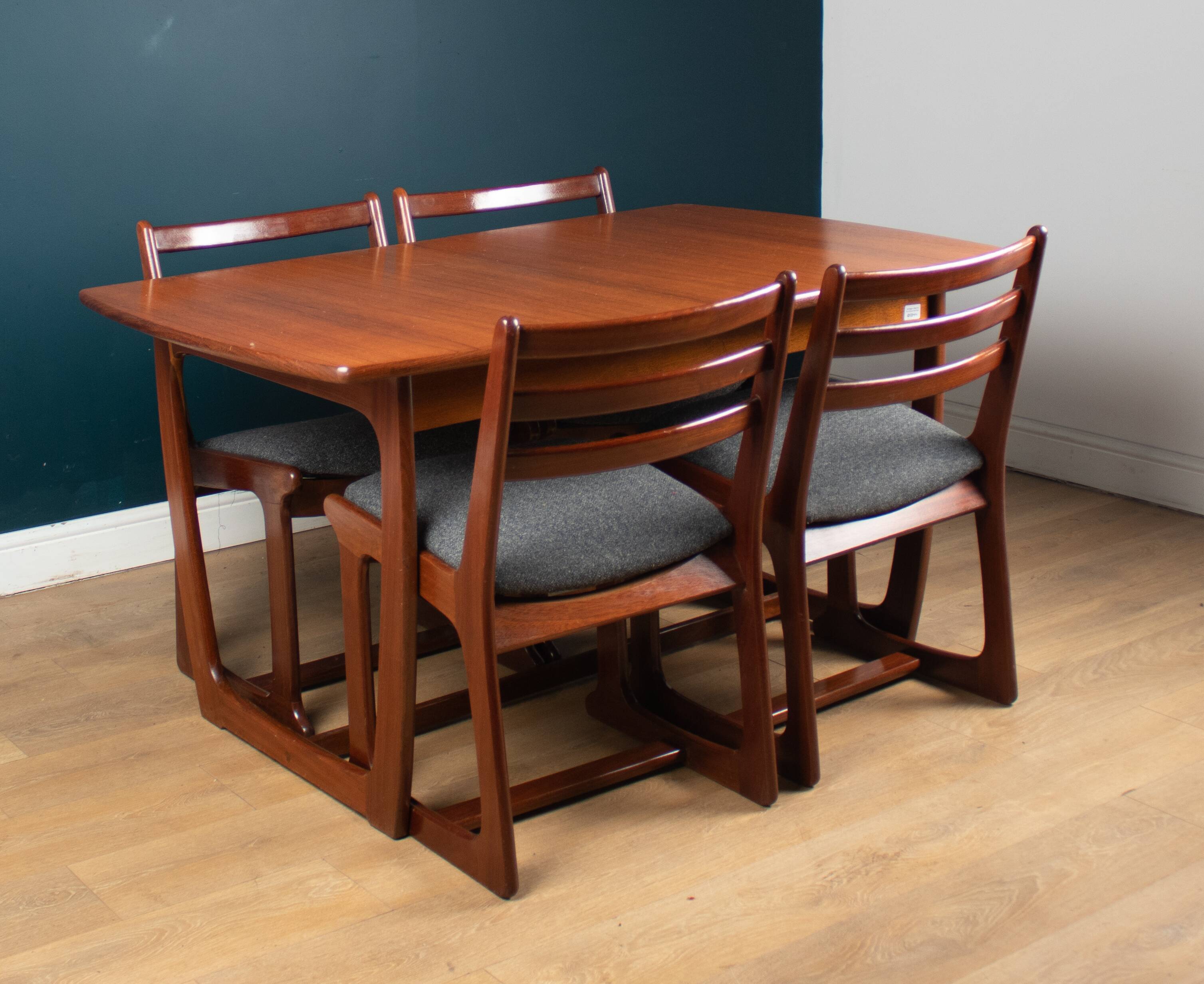 Retro teak 1960s portwood extending dining table & four chairs