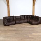 Canapé Togo original Ligne Roset en cuir par Michel Ducaroy, années 1970