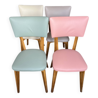 (Lot) 4 chaises multicolores pastel (Monobloc)