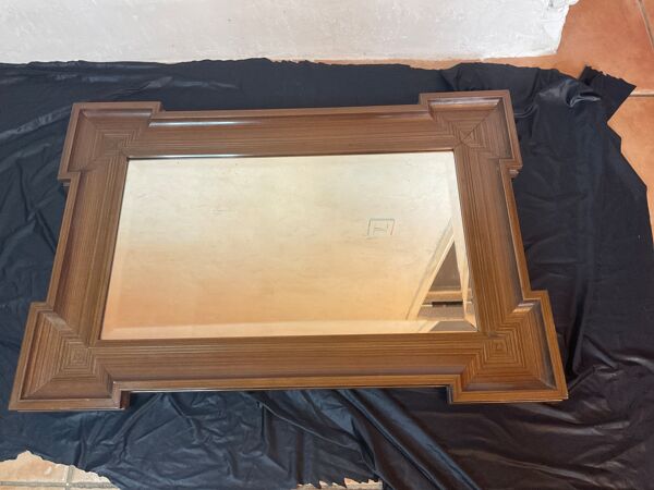 Miroir design art déco en bois forme géométrique 58x84cm