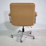 Modern leather office chair with chrome base, 1970s.