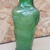 Old green molded glass vase vintage grape cluster decor