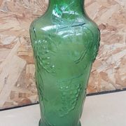 Old green molded glass vase vintage grape cluster decor