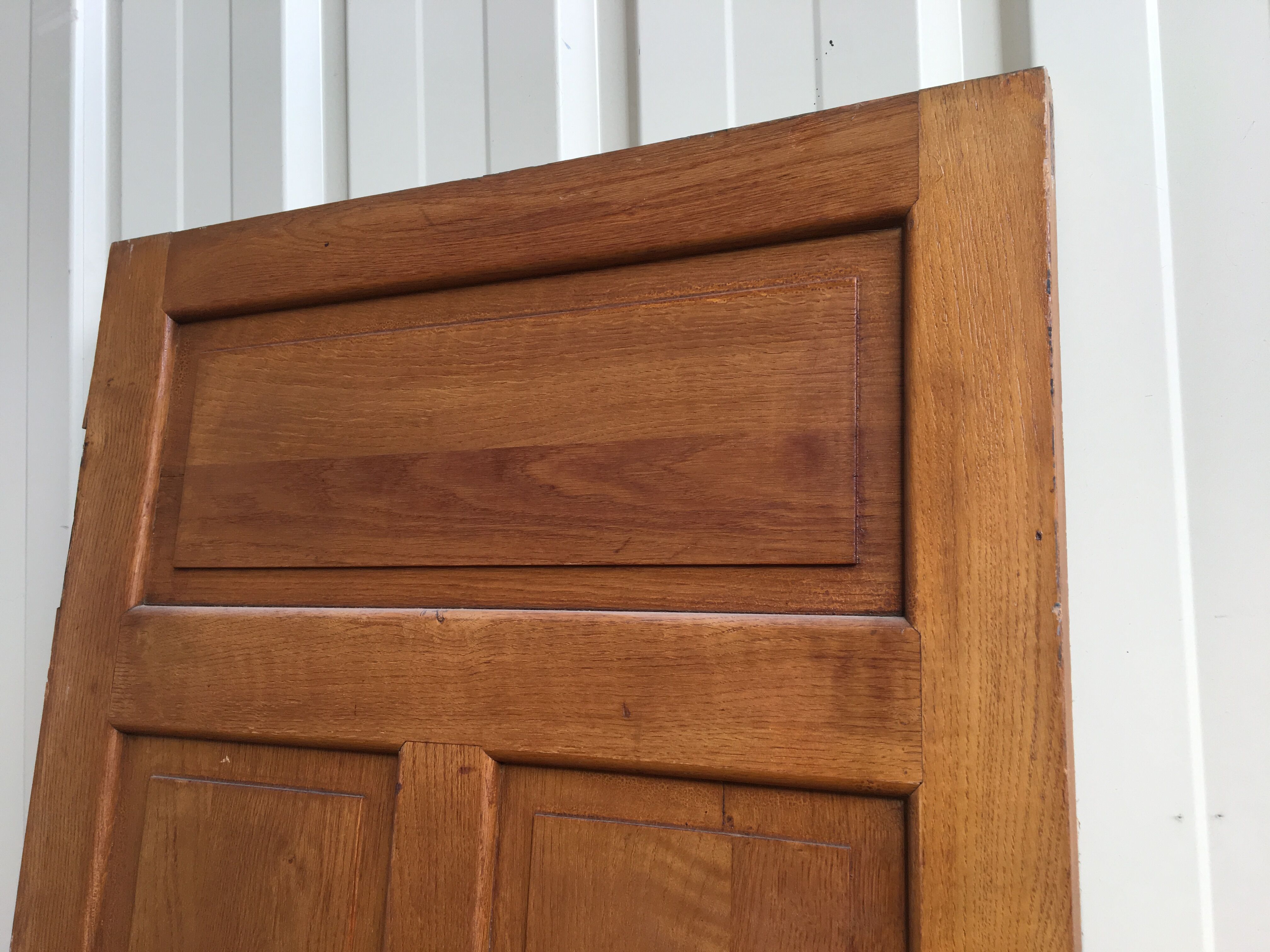 old sanitary door of the bank of France in oak