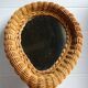 Miroir à main en rotin vintage 70s