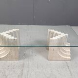 Vintage travertine coffee table Italy , 1970s