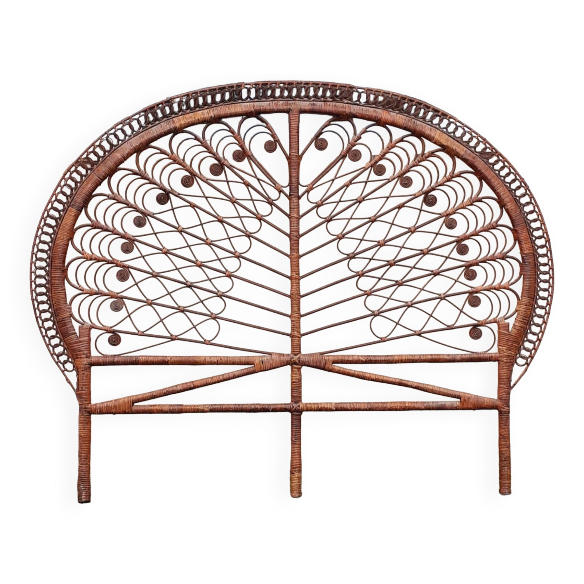 Rattan headboard.