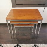 Vintage pull-out tables, side tables, 1970