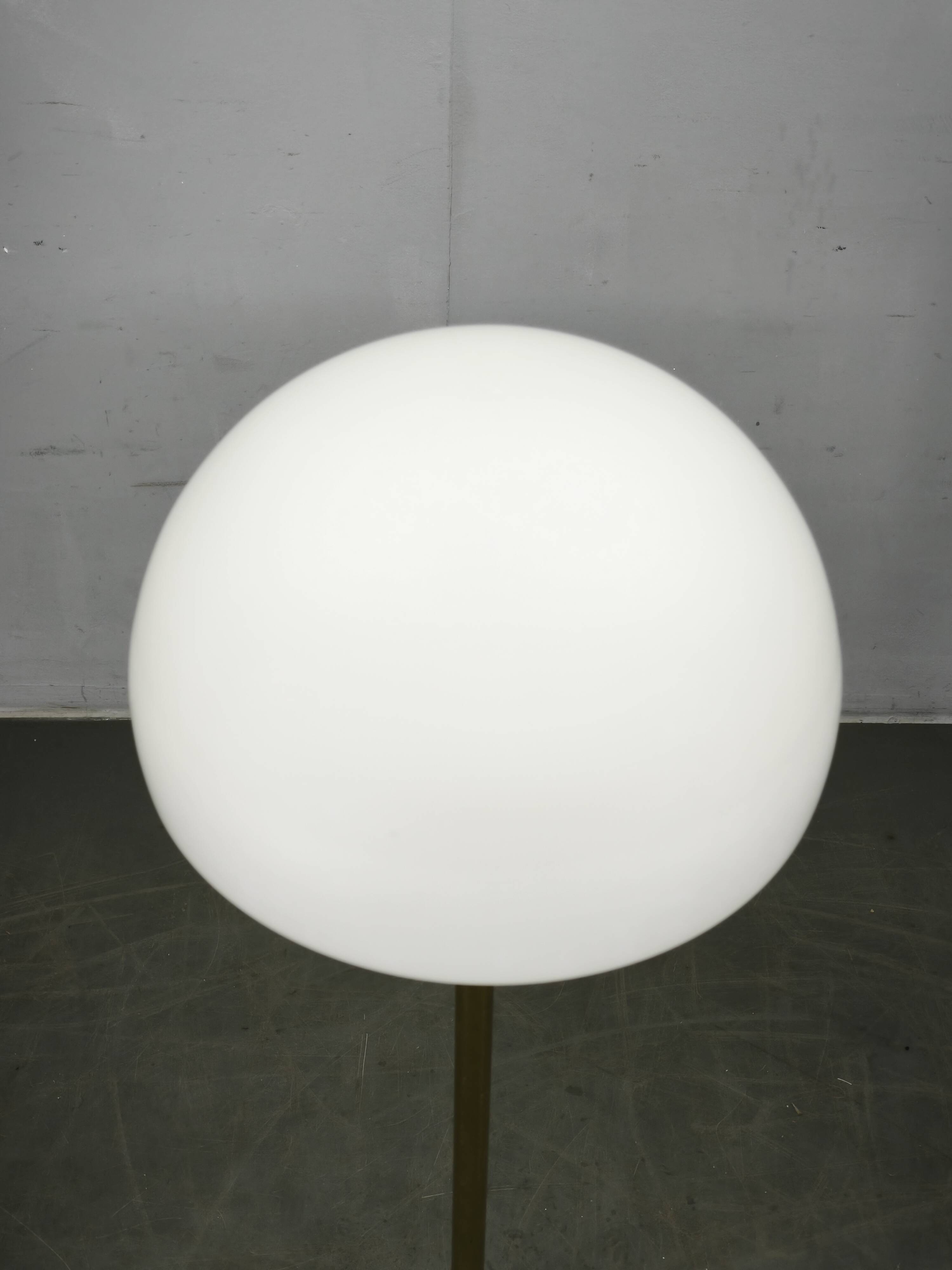 Lidokov Space Age Brass and Opaline Glass Floor Lamp, 1960s