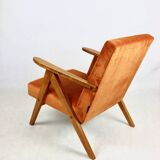 Vintage armchair VAR B-310 orange velvet fabric - 2 pieces available