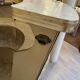 Bar 50s and its high chair in white skaï and formica cream