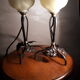 Duo de lampes fer forge et tulipe 1920/30
