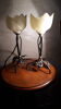 Duo of lamps iron forge and tulip 1920/30