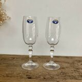 5 small Bohemian crystal flutes