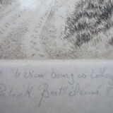 Miniature etching, bertheleme 1983: old village of lothay finistère bretagne 29 signed numbered