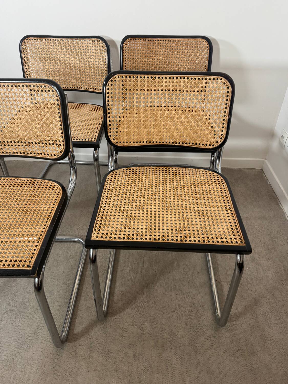 Four Marcel Breuer Cesca chairs Made in Italy