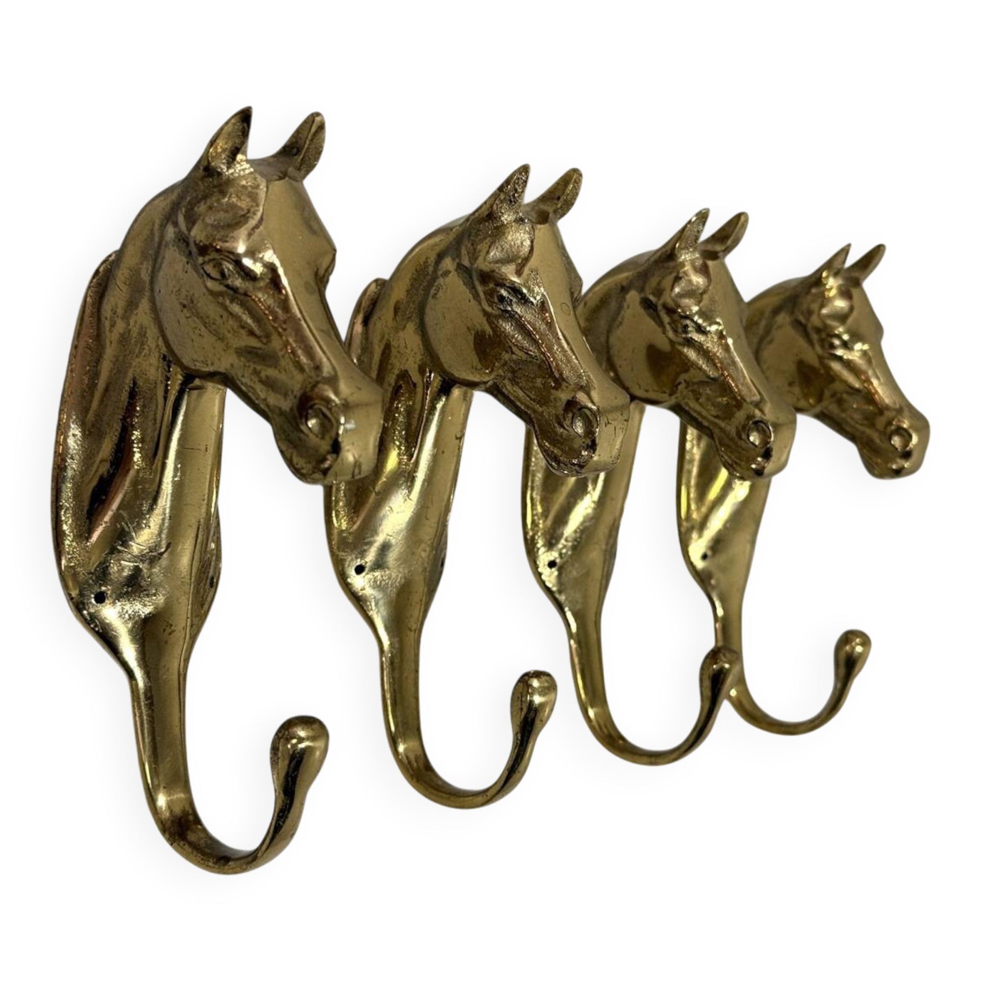 Brass horses coat hooks 1960’s, set of 4