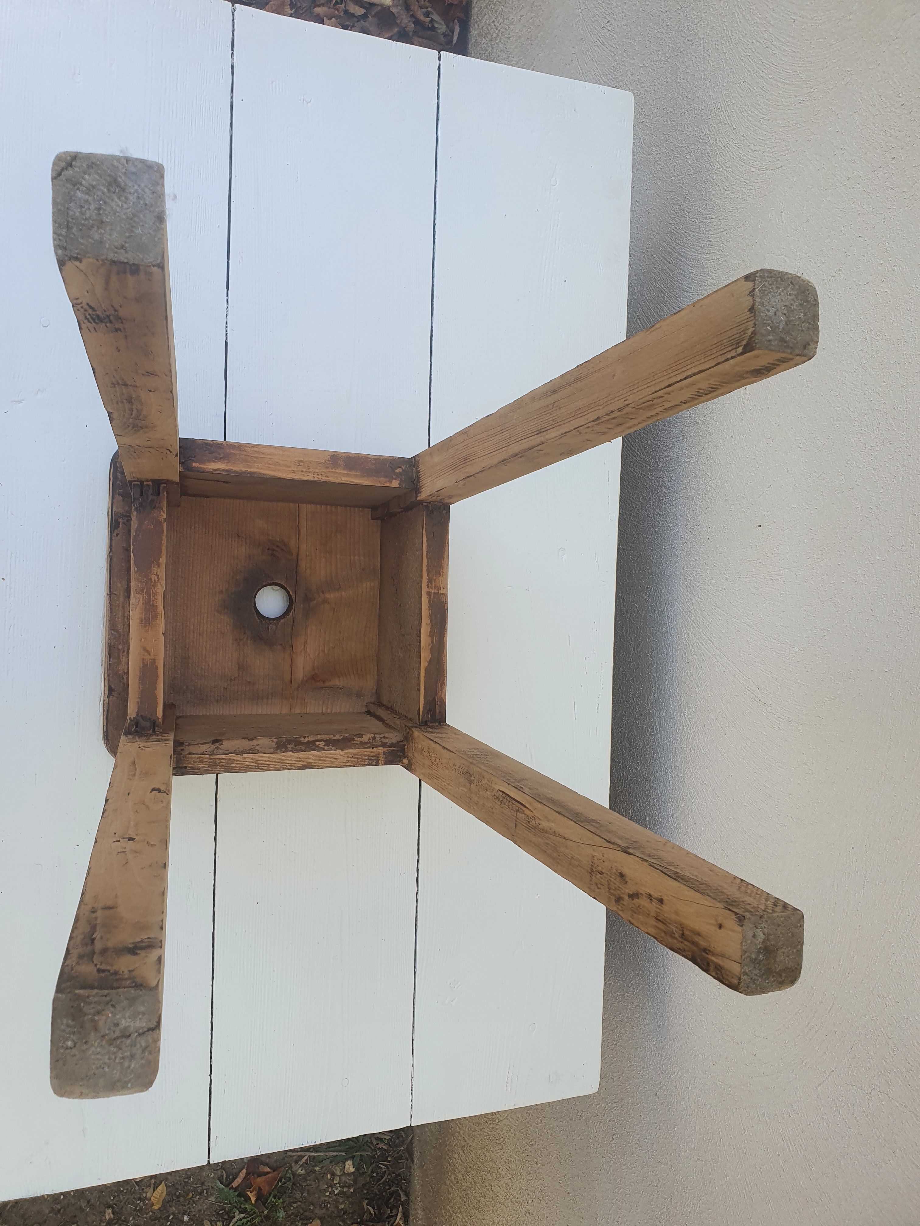 Antique wooden workshop stool