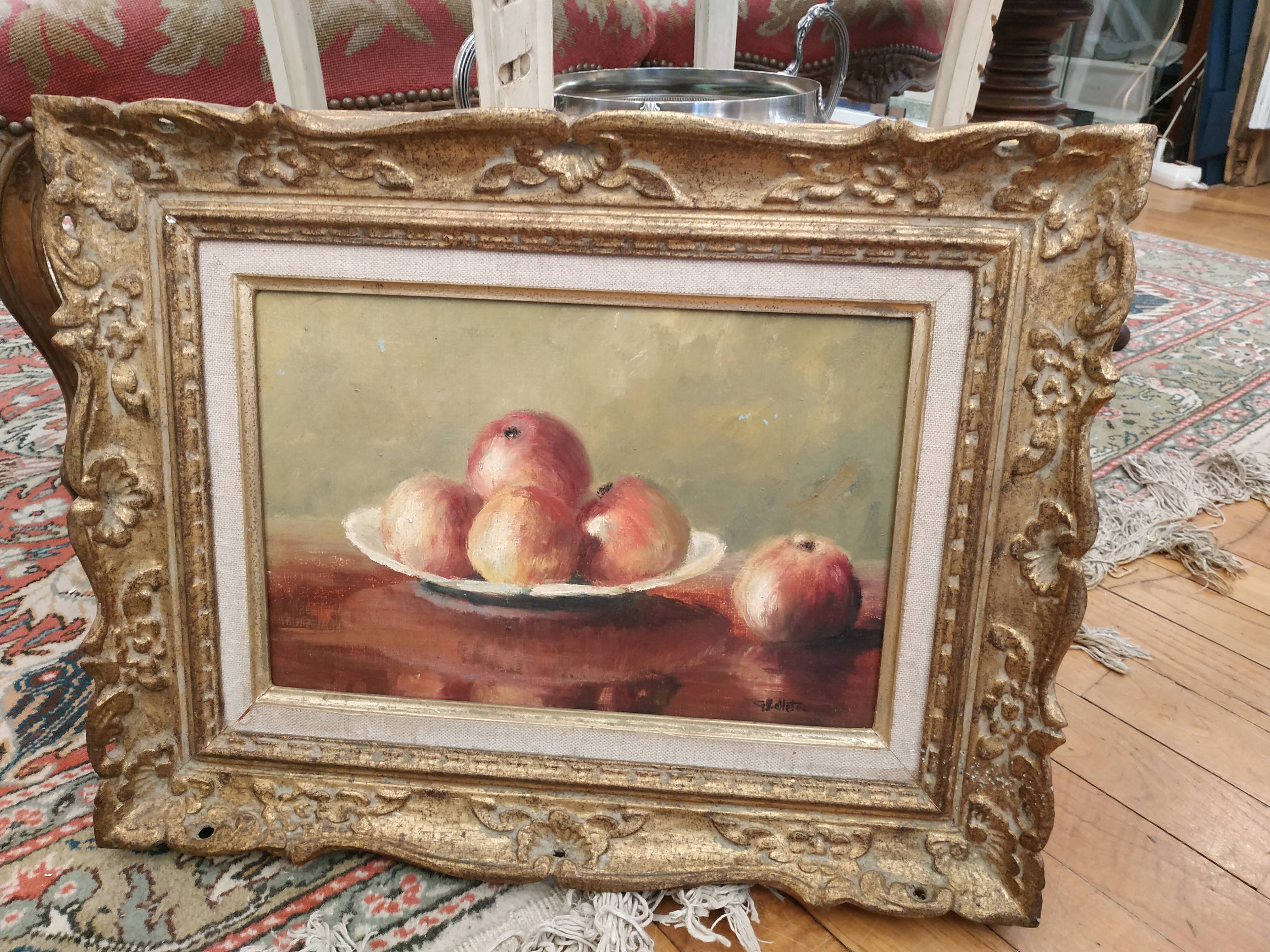 Still life painting with apples