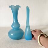 Vases soliflores opaline bleue