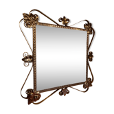 Miroir en métal doré motifs feuilles 40x40cm
