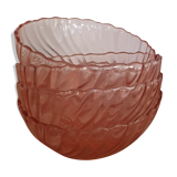 Set of 4 pink glass bowls