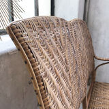 Old wicker and rattan bench