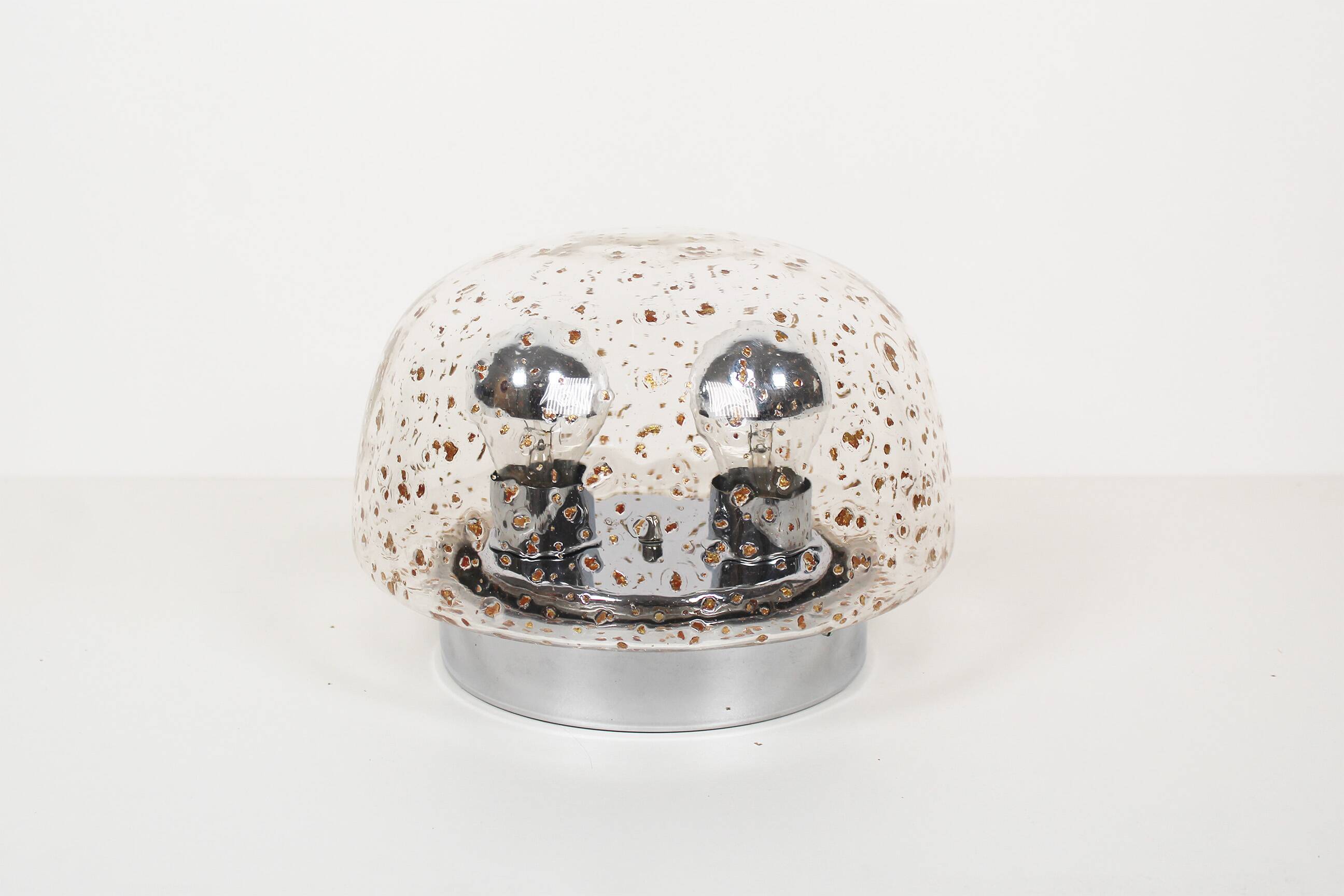 Polished metal and goldflake glass wall lamp by Doria