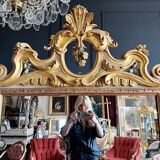 Italian mirror from the Napoleon III period in painted and gilded wood