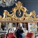 Italian mirror from the Napoleon III period in painted and gilded wood