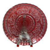 Large glass dish - Decorated with scrolls and lilies