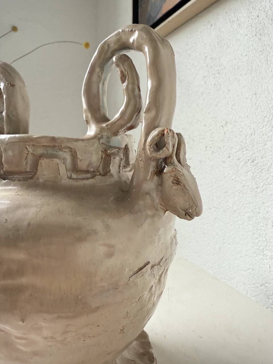 Ceramic bowl with ram heads