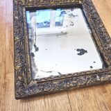 Petit miroir ancien en stuc doré à la feuille d'OR - "Isidore"