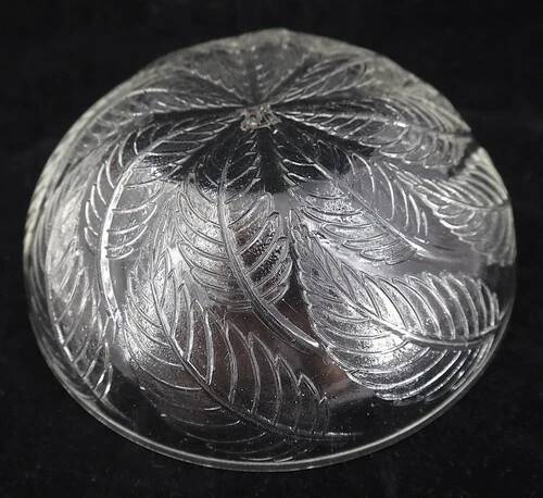 Cups "chestnut leaves" in Lalique glass, excellent condition, signed.