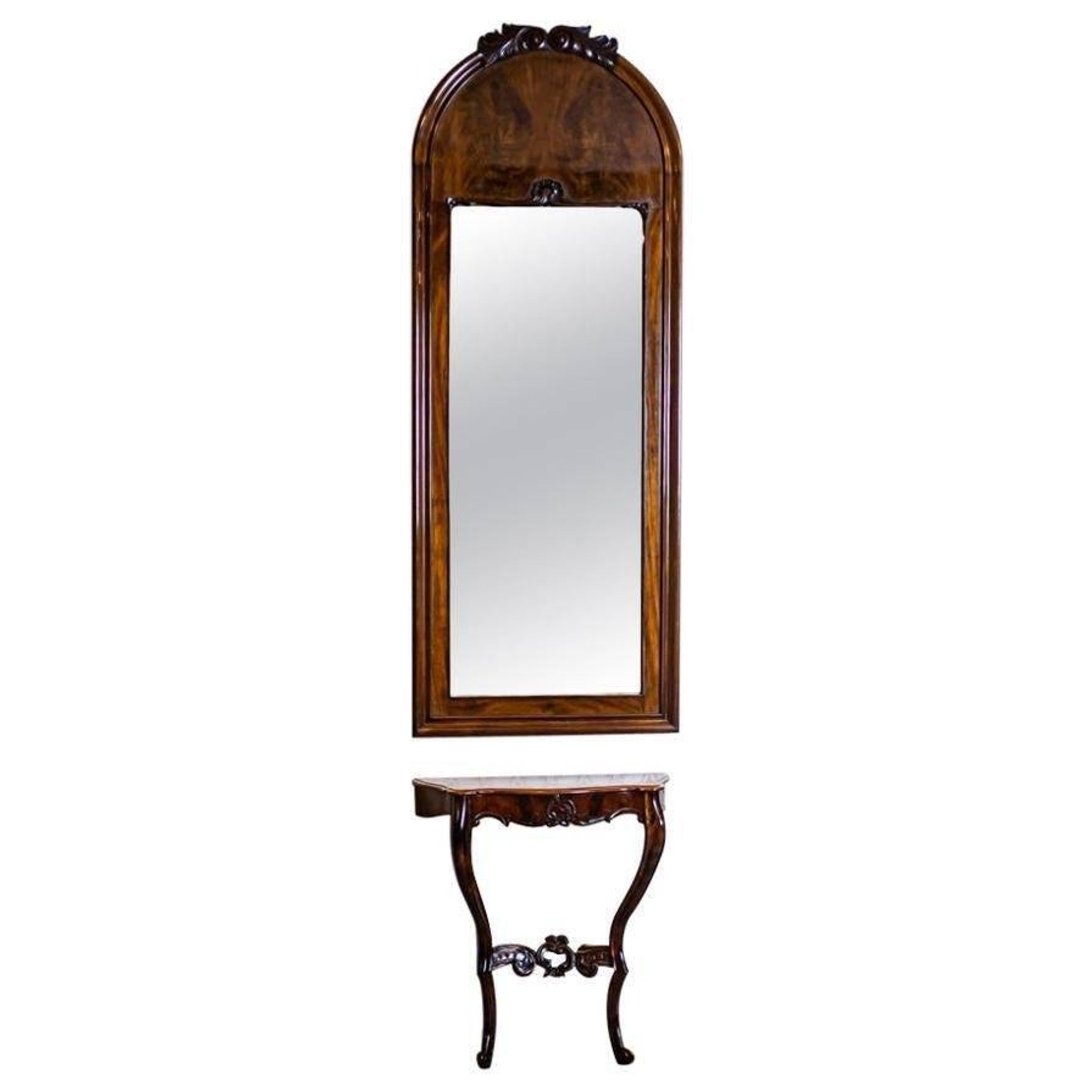Set of Antique Louis Philippe Mirror and Console Table, 1890s