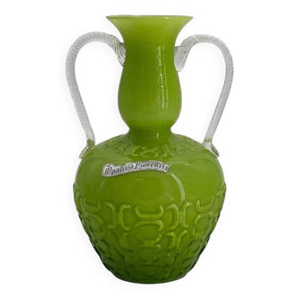 Vase verre vintage Opalina Fiorantina