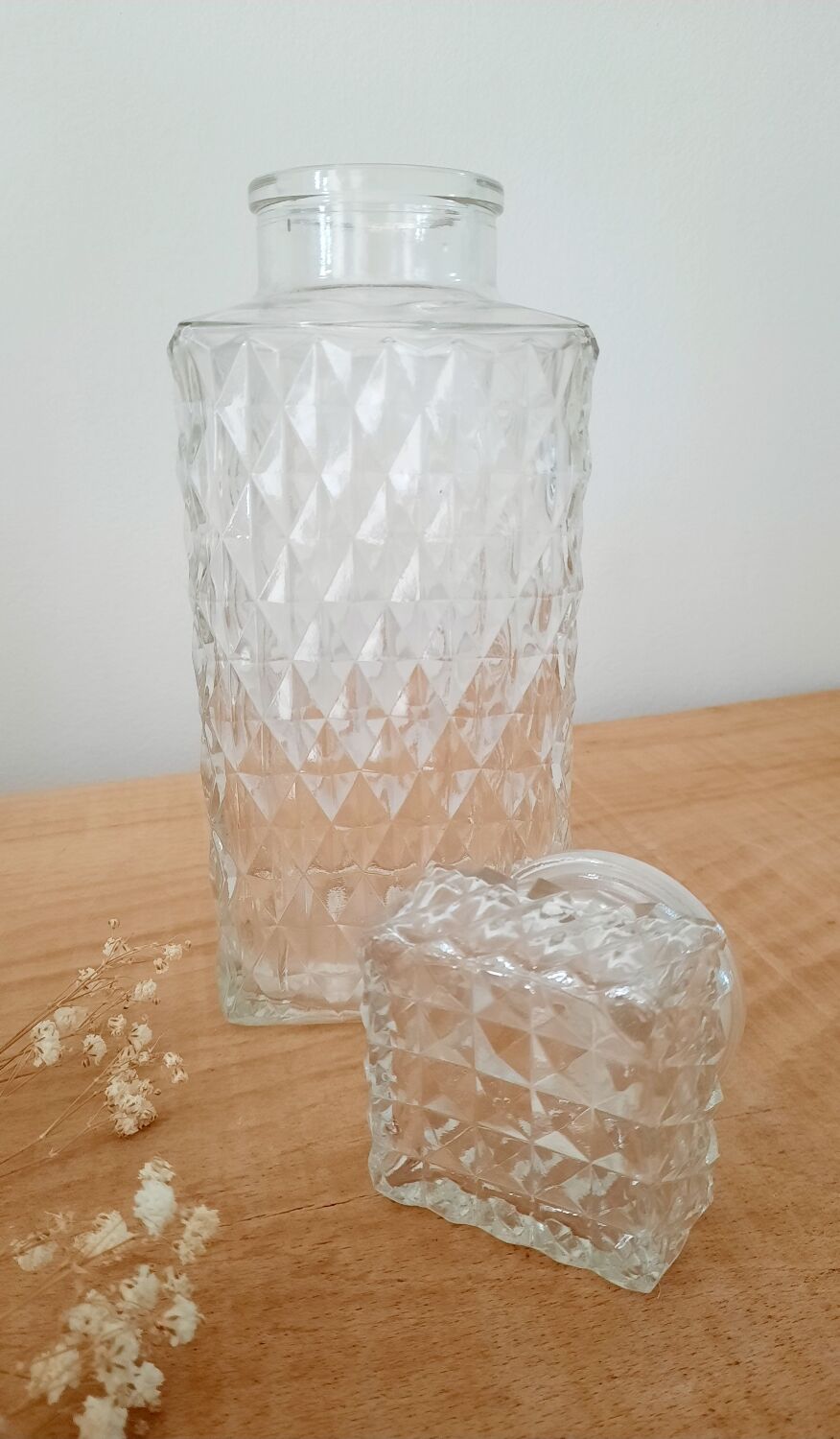 Carved glass decanter