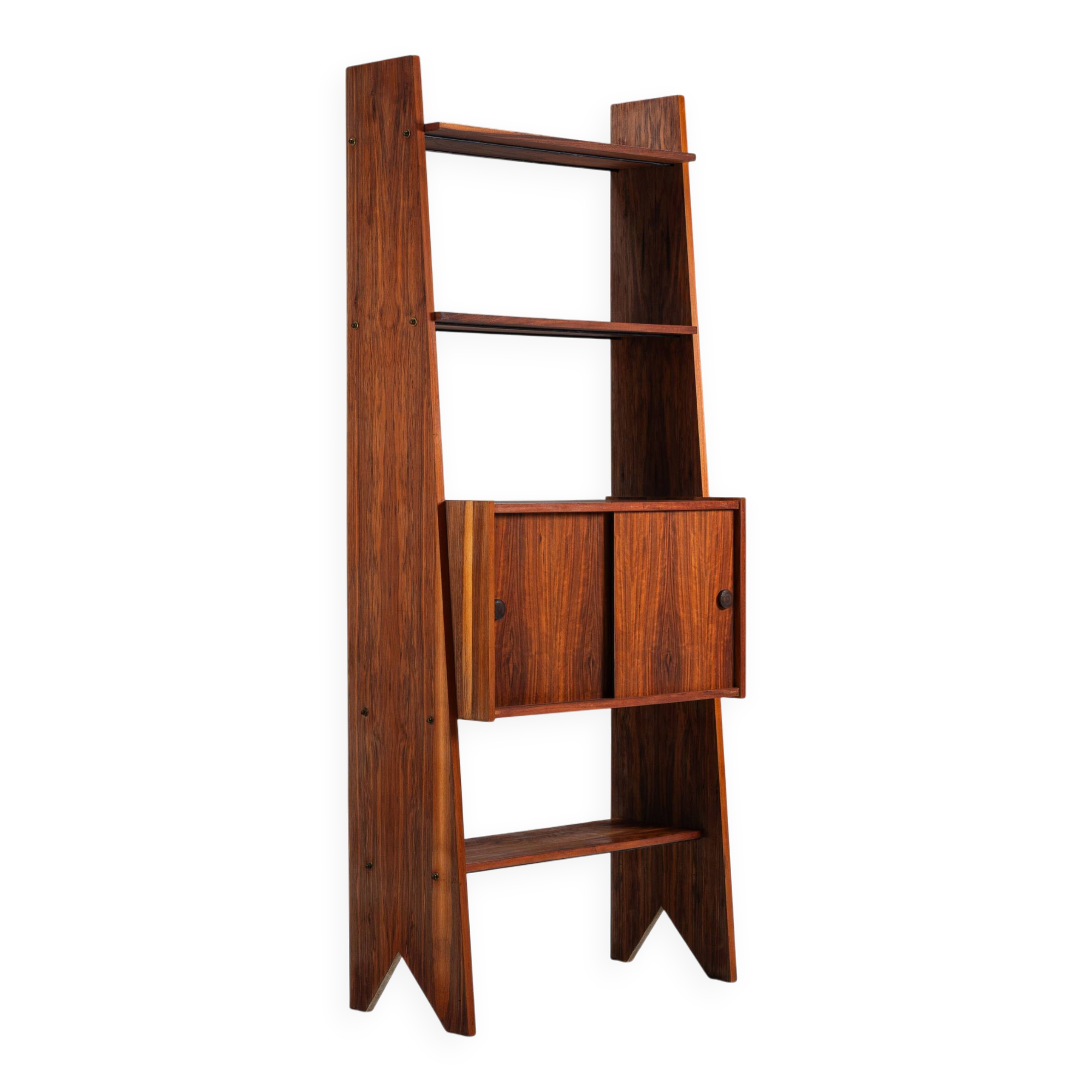 Italian bookcase with three shelves and storage
